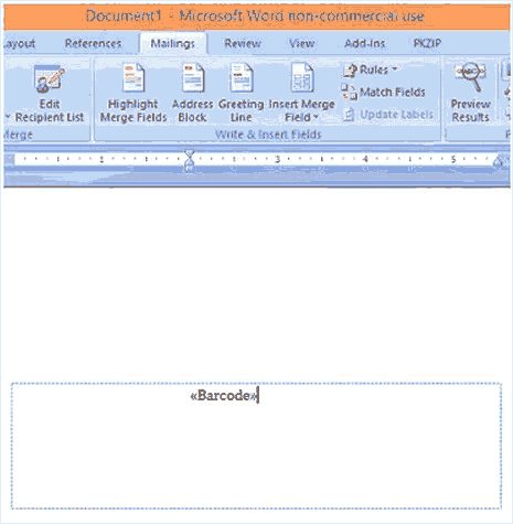 Barcode field on envelope form